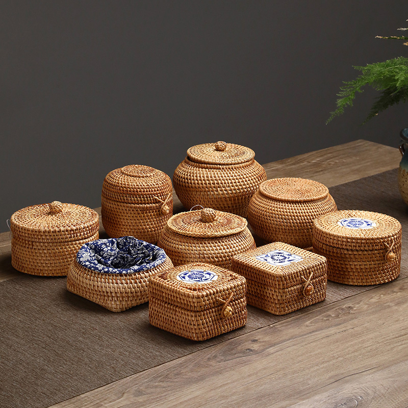 Kitchen Gadgets In Japan - Handgeweven rotan opbergdoos met deksel Snoep
