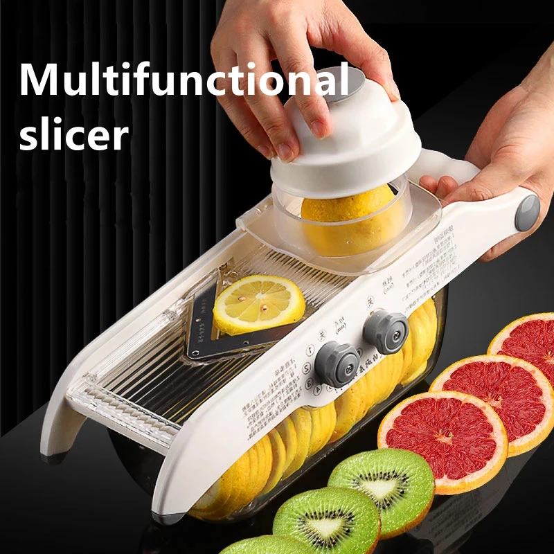 Household Kitchen Gadgets Vegetable Cutter Silk Cutter - Multifunctionele Citroensnijder Groenterasp Met Mand, V-blade