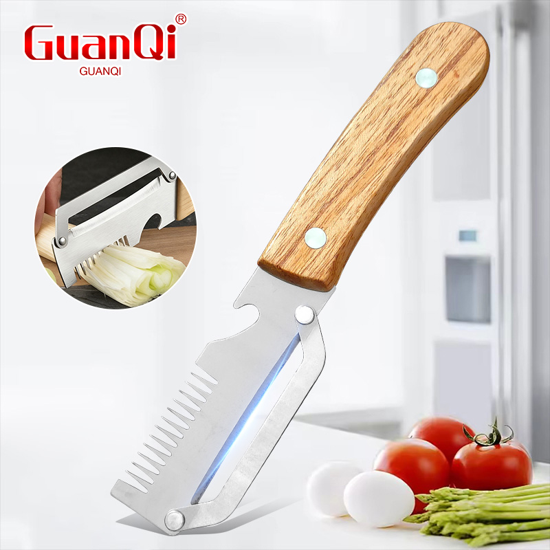 Household Kitchen Gadgets Vegetable Cutter Silk Cutter - Multifunctionele dunschiller Roestvrij staal Houten handvat