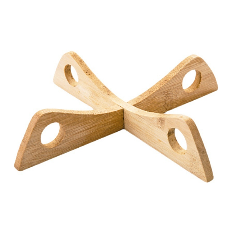 Kitchen Gadgets In Japan - Afneembare houten kruisvormige dienbladhouder, anti-hitte, anti-stoom,
