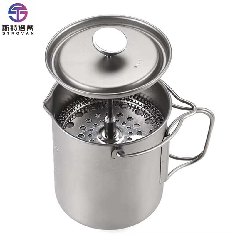 French Press Coffee Maker - 750ml Titanium French Press Koffiezetapparaat Mok