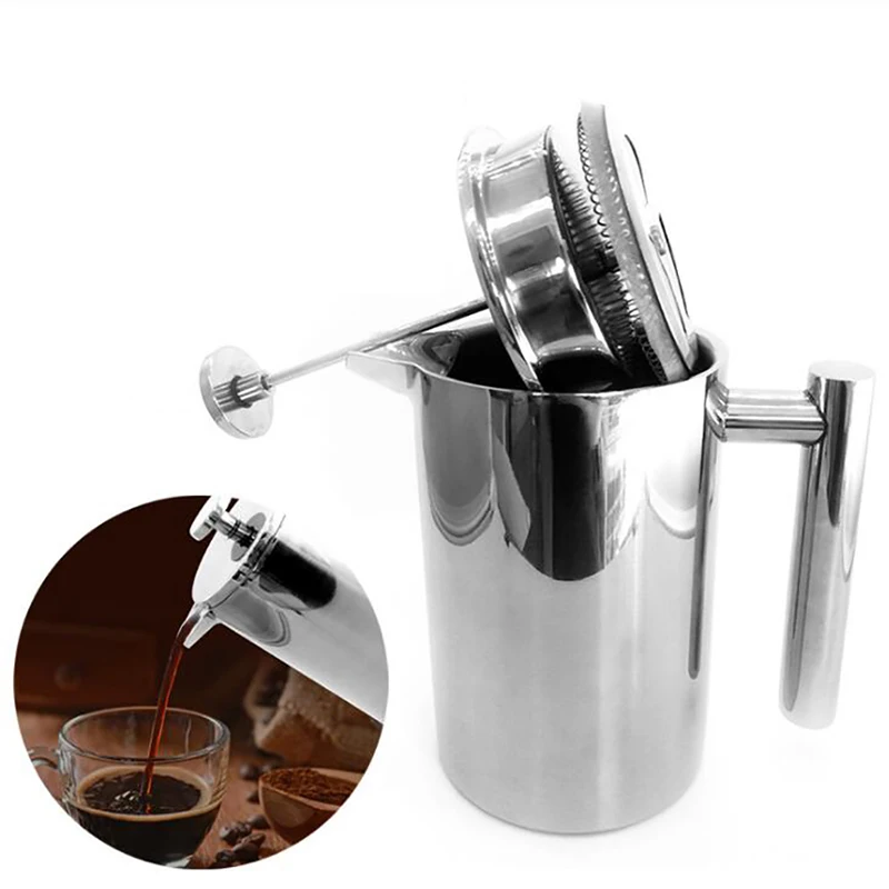 French Press Coffee Maker - Dubbelwandige geïsoleerde koffiekan met filter, hittebestendige